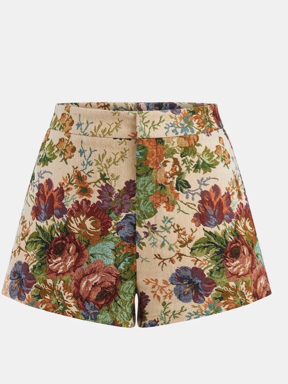 Commense Mid-Waist Floral Jacquard Shorts